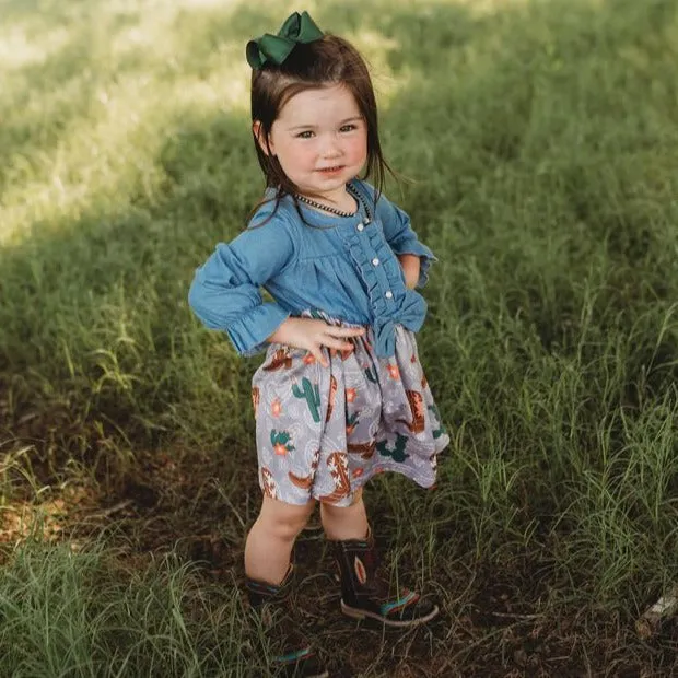 Cactus & Boot Denim Dress Toddler (2T-5T)