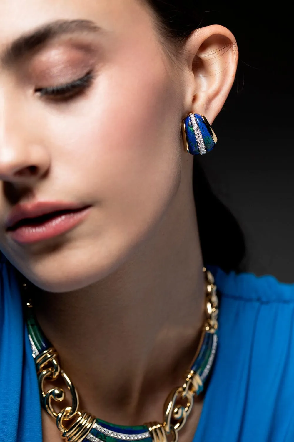 Carved Azuremalachite Earrings