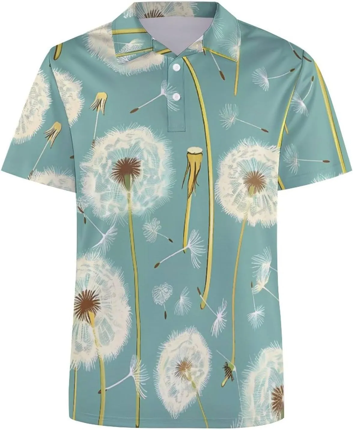 Dandelion Mens Polo Shirts Quick Dry Short Sleeve Golf Slim Fit T Shirt