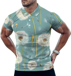 Dandelion Mens Polo Shirts Quick Dry Short Sleeve Golf Slim Fit T Shirt
