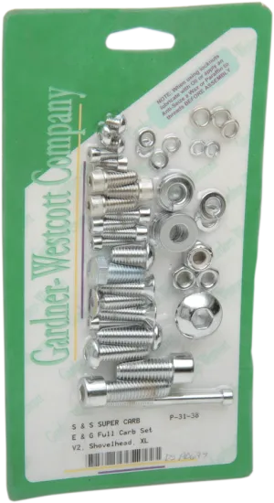 DS-190697 - GARDNER-WESTCOTT S&S E & G Carburetor Body and Air Cleaner Bolts - Chrome P-31-38