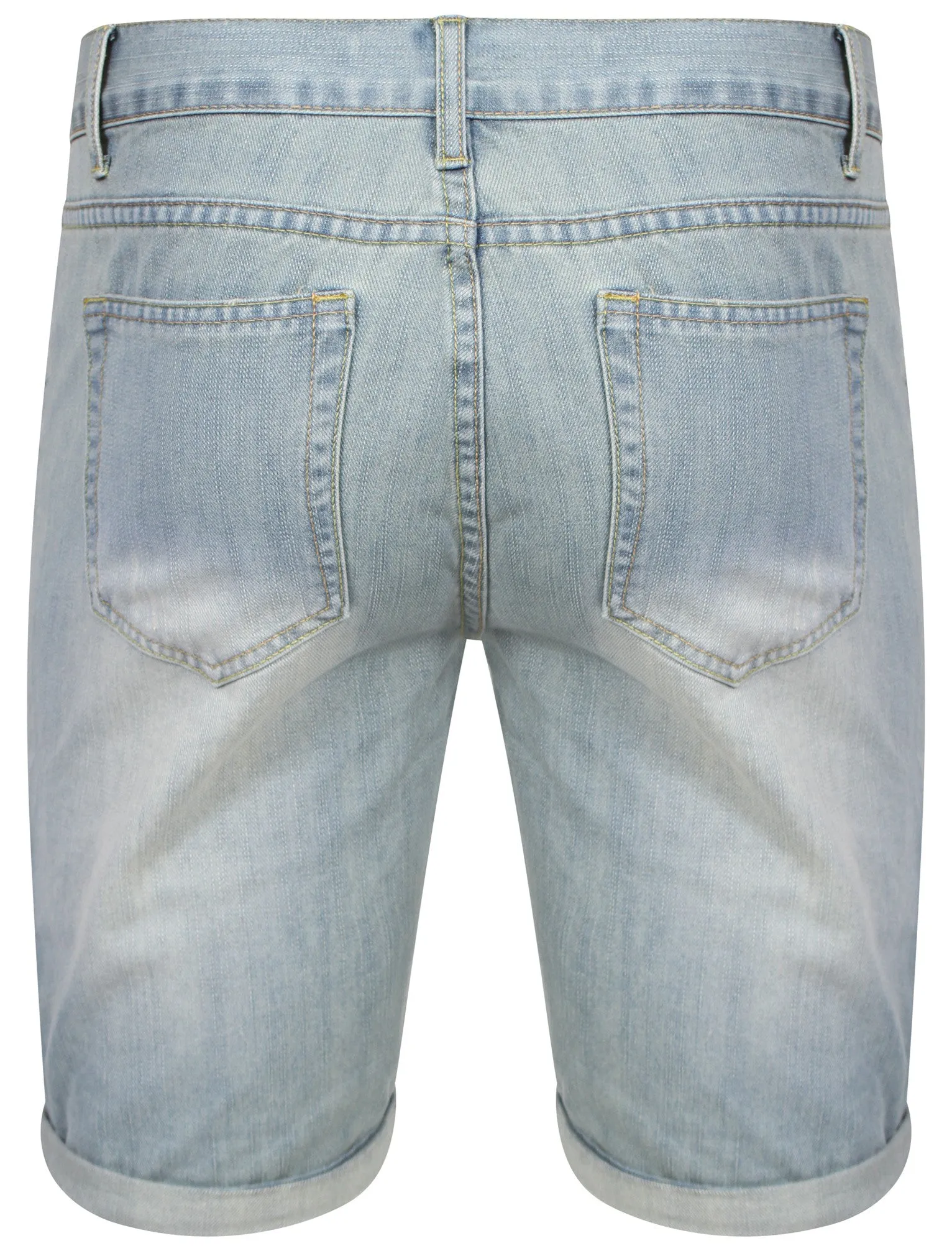 Duran Denim Shorts with Turn Up Hem in Light Blue - Dissident