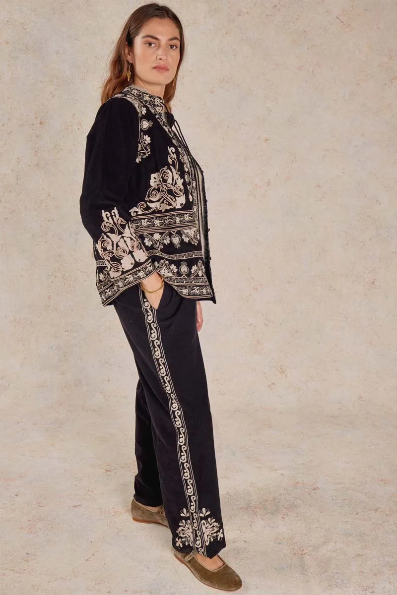 Eveline Black Embroidered Trouser