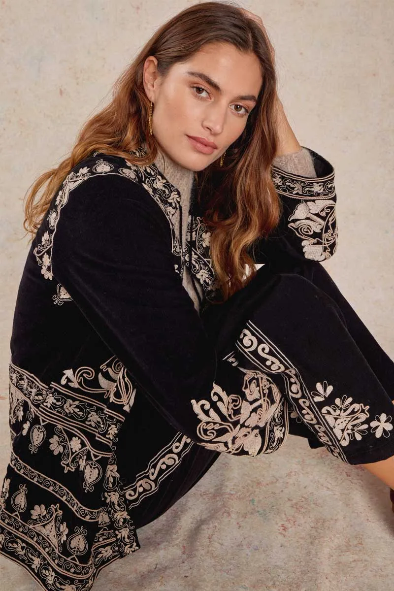 Eveline Black Embroidered Trouser