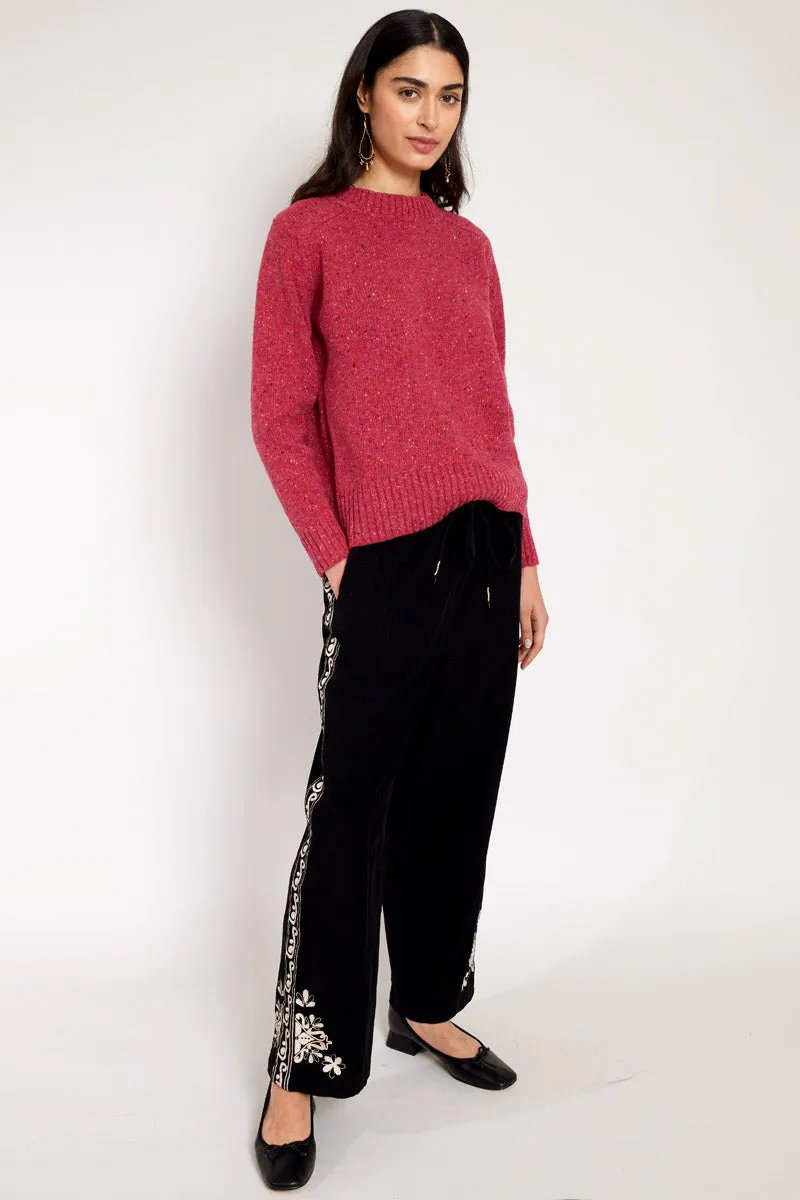 Eveline Black Embroidered Trouser