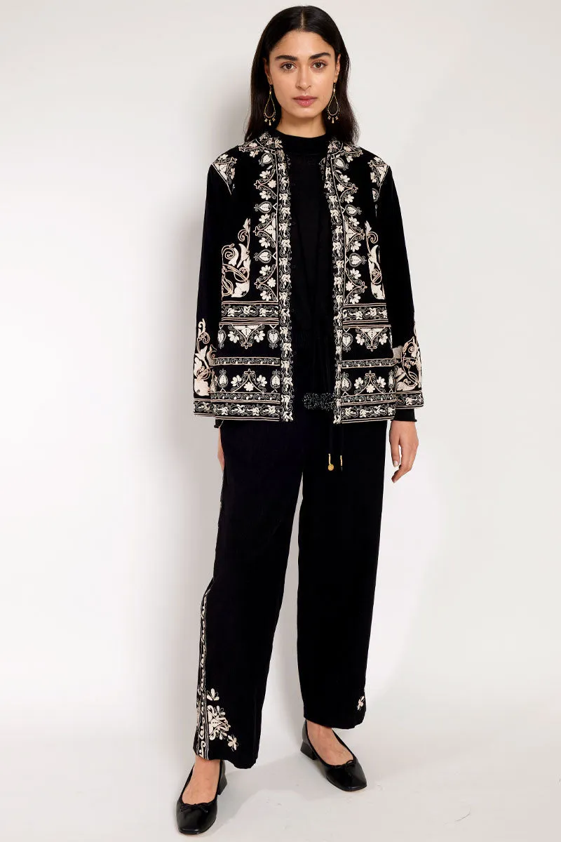 Eveline Black Embroidered Trouser