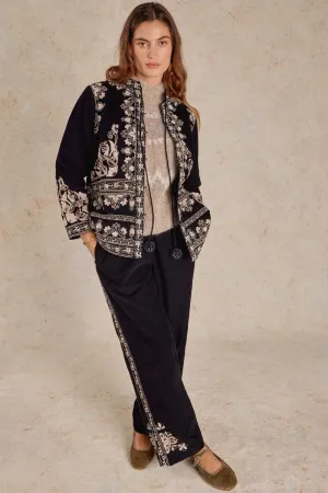 Eveline Black Embroidered Trouser