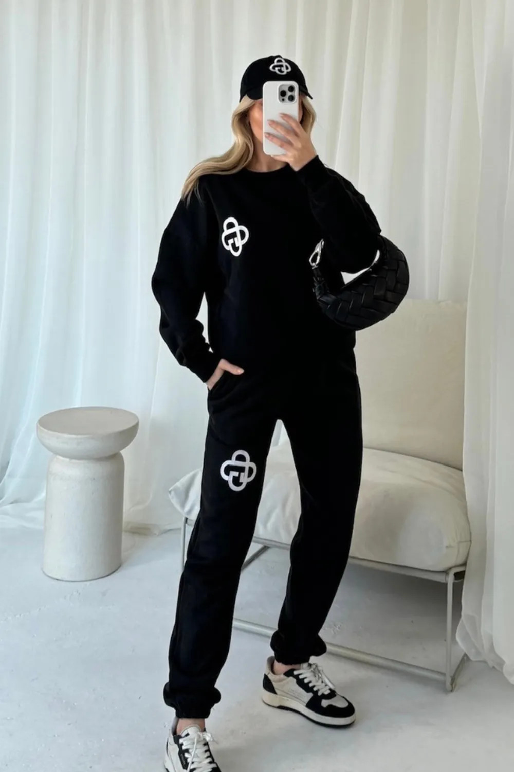 G monogram black embroidered sweater joggers loungewear