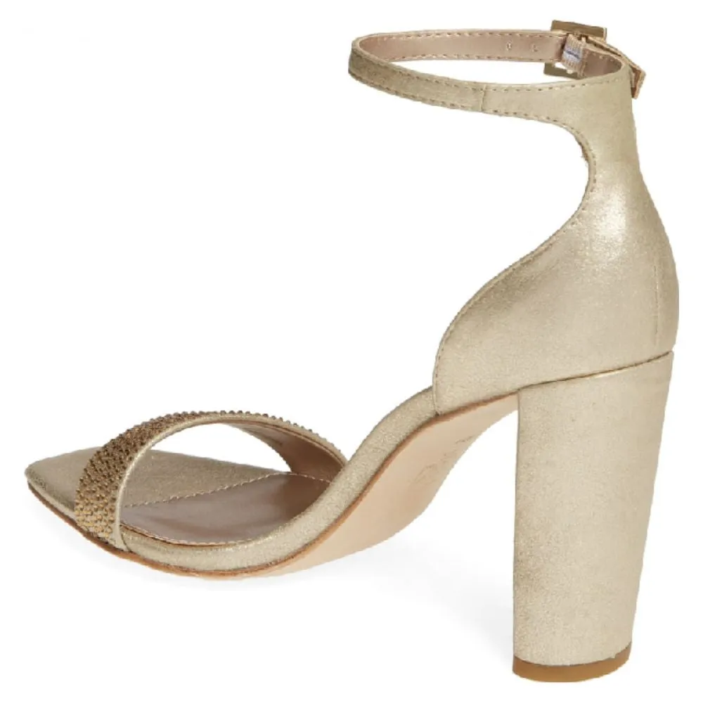 Gabi Platinum Gold Metallic Suede Pelle Moda Sandals