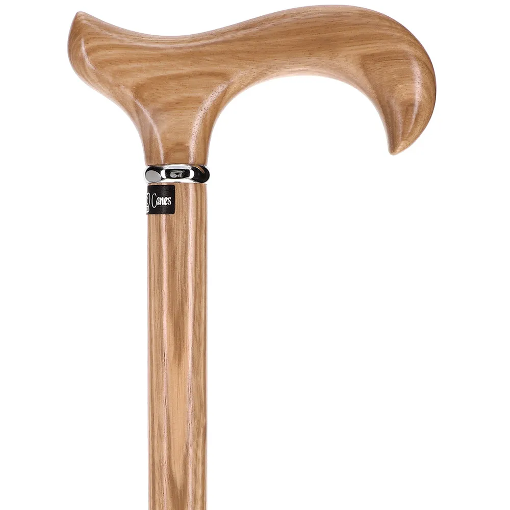 Genuine Striped Zebrano Derby Walking Cane with Natural Design