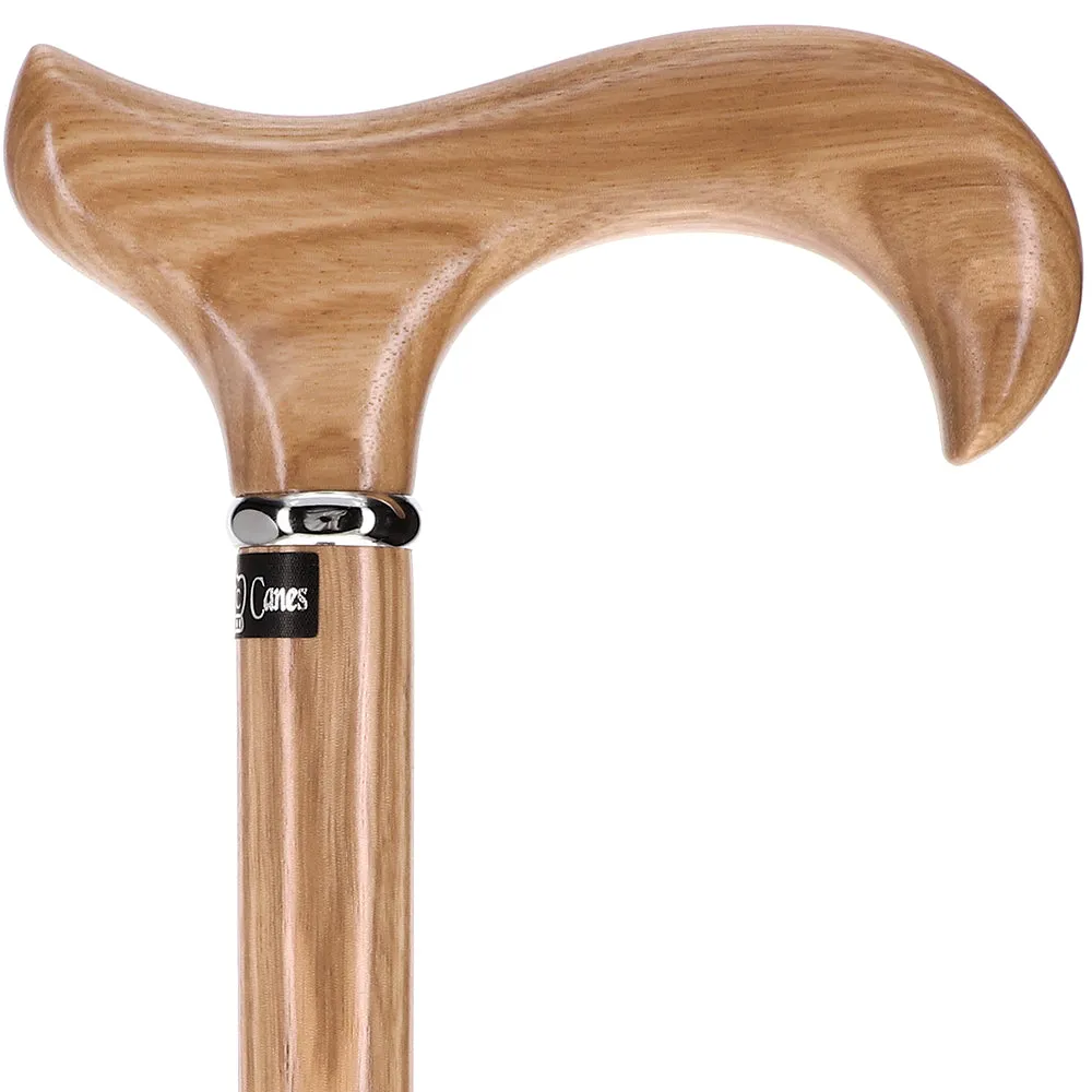 Genuine Striped Zebrano Derby Walking Cane with Natural Design