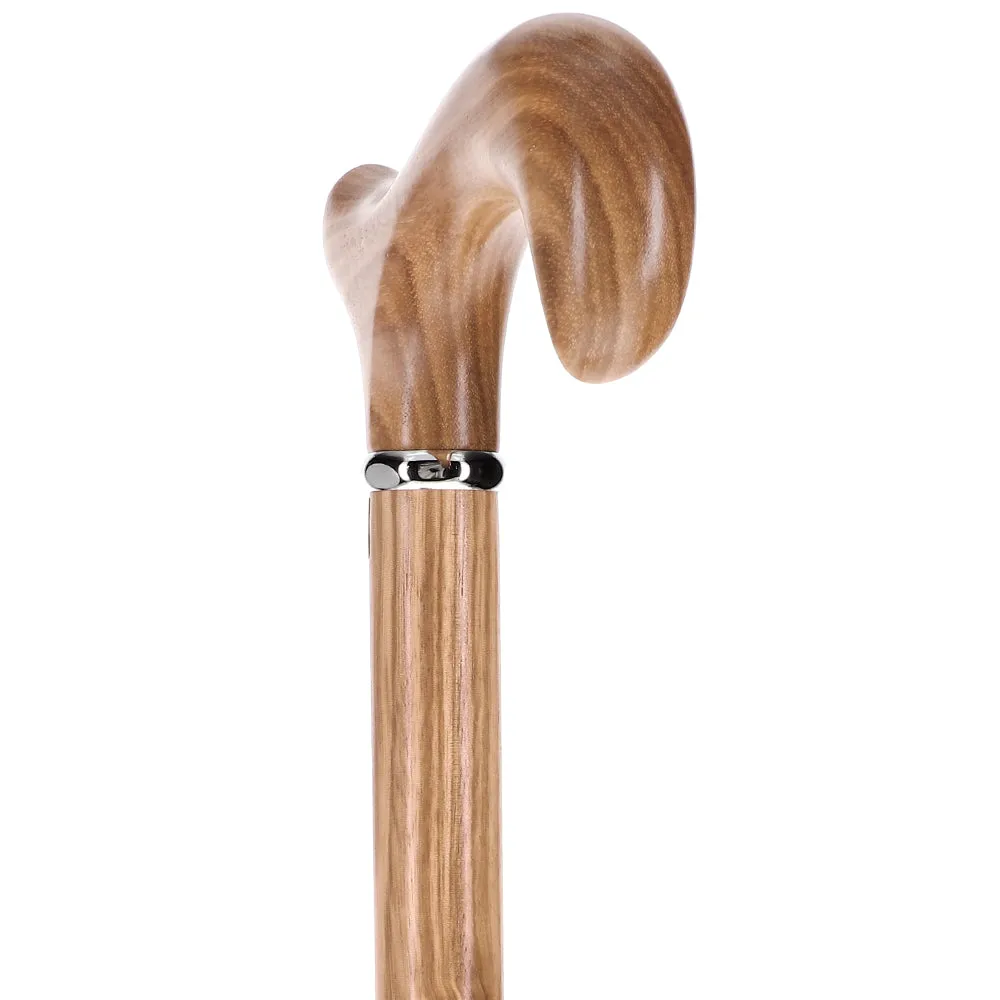 Genuine Striped Zebrano Derby Walking Cane with Natural Design