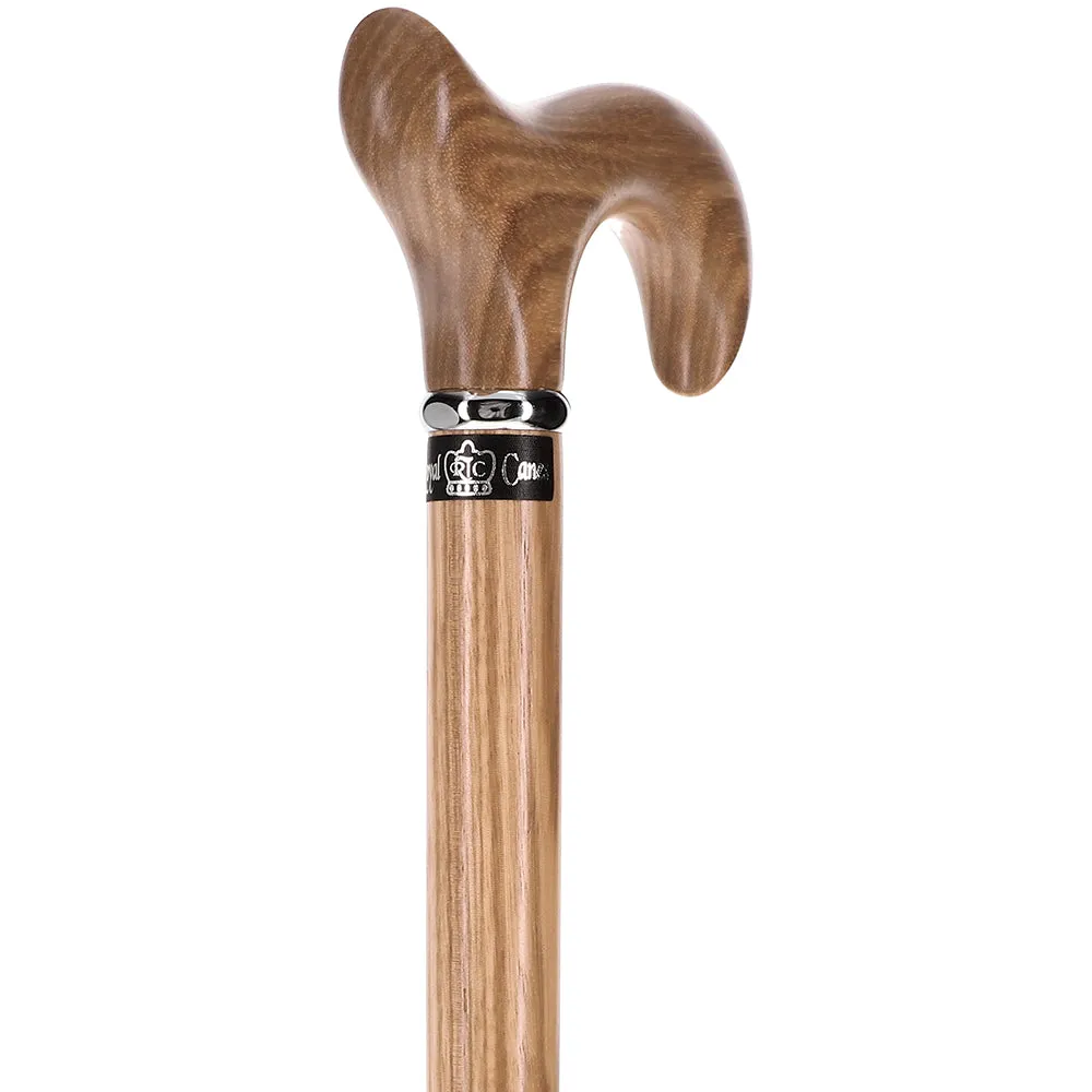 Genuine Striped Zebrano Derby Walking Cane with Natural Design