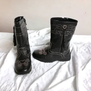 GIRL SIZE 8.5 TODDLER - SOMETHiN' Else By SKECHERS, Black Mid-Calf Boots VGUC B20