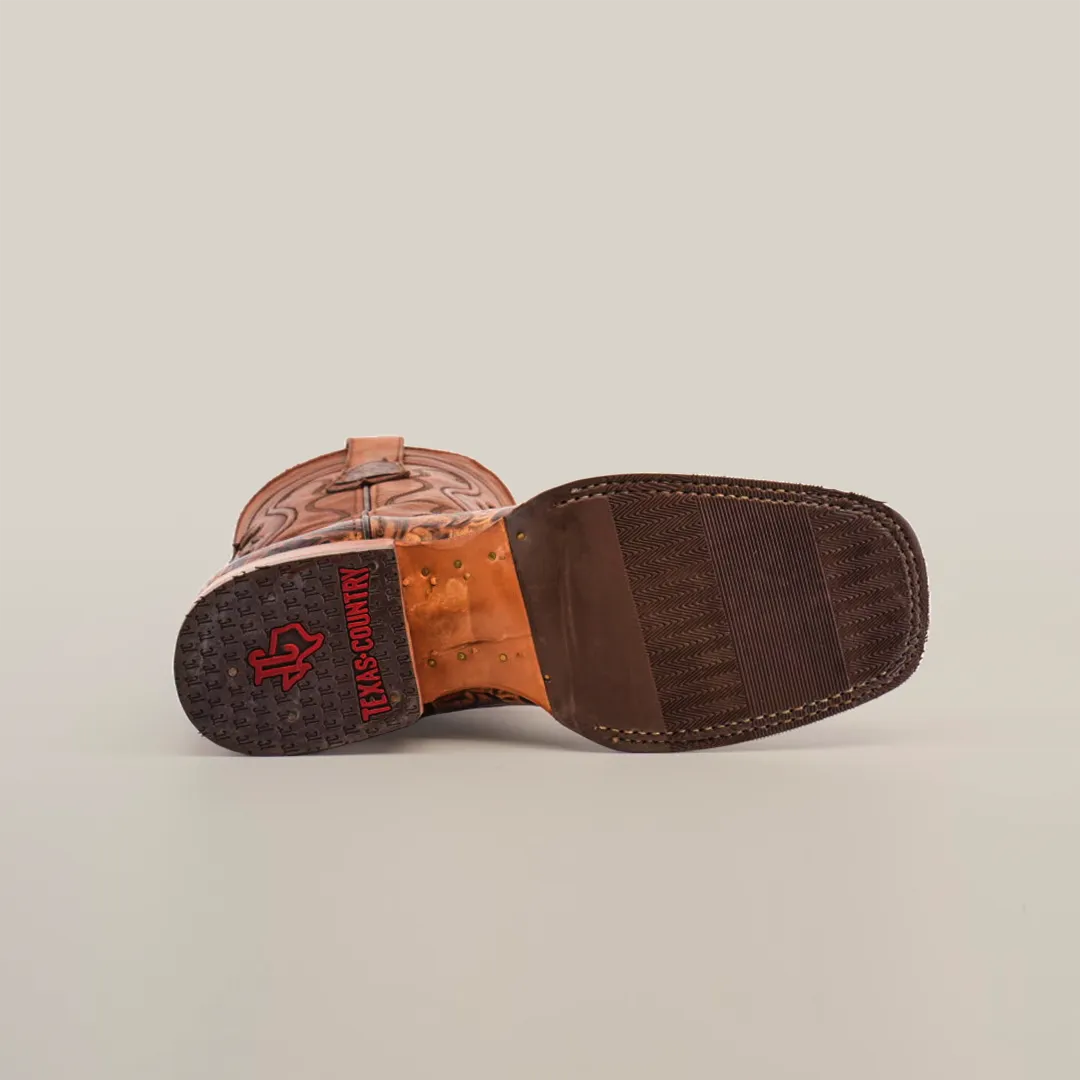 Handtooled Leave Orix - Slip Resistant Sole - Rodeo Toe