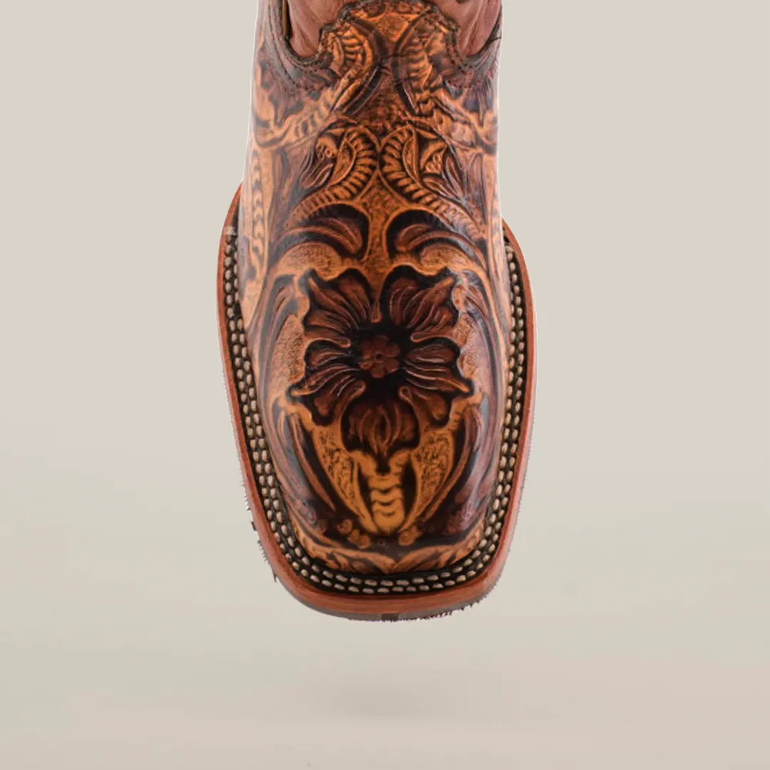 Handtooled Leave Orix - Slip Resistant Sole - Rodeo Toe
