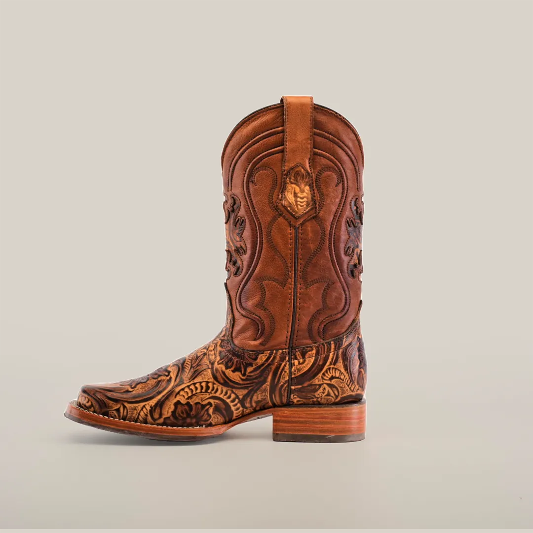 Handtooled Leave Orix - Slip Resistant Sole - Rodeo Toe