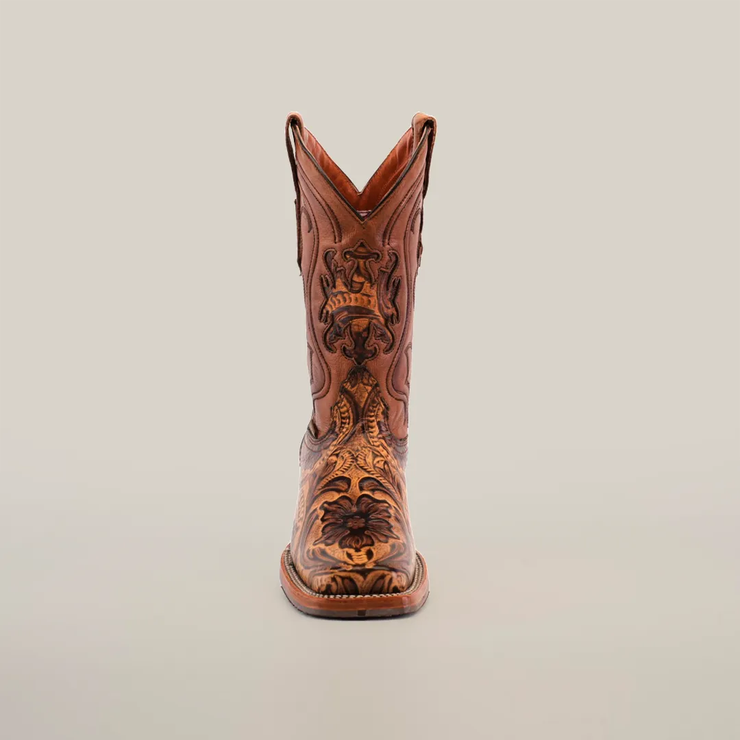 Handtooled Leave Orix - Slip Resistant Sole - Rodeo Toe