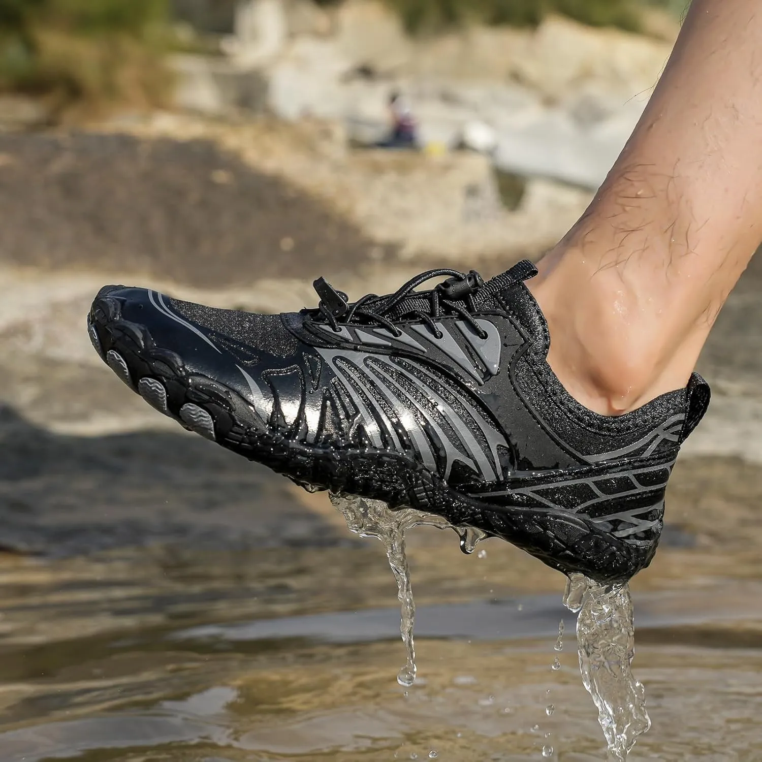 Hike Barefoot Shoes Women, Men's Water Shoes with Wide Toe Box, Quick Dry Non Slip Aqua Shoe for Beach Pool Swimming, Unisex Grounded Footwear Outdoor Walking Hiking Trekking Workout Sneakers