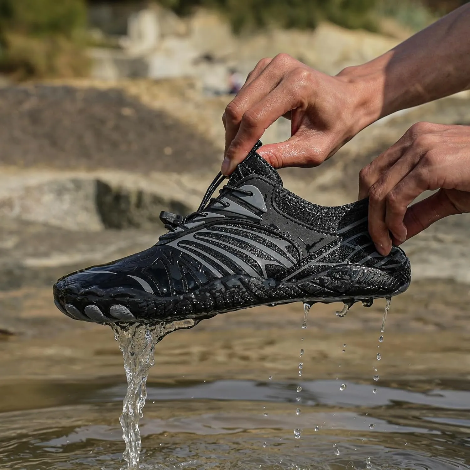 Hike Barefoot Shoes Women, Men's Water Shoes with Wide Toe Box, Quick Dry Non Slip Aqua Shoe for Beach Pool Swimming, Unisex Grounded Footwear Outdoor Walking Hiking Trekking Workout Sneakers