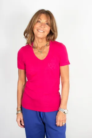 IM Kranger Linen Tee in Raspberry