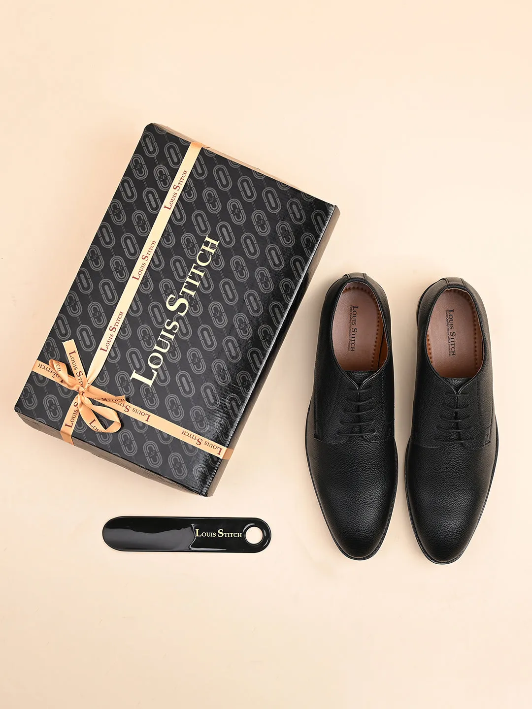 Jet Black Handcrafted Derby Lace Up Shoes