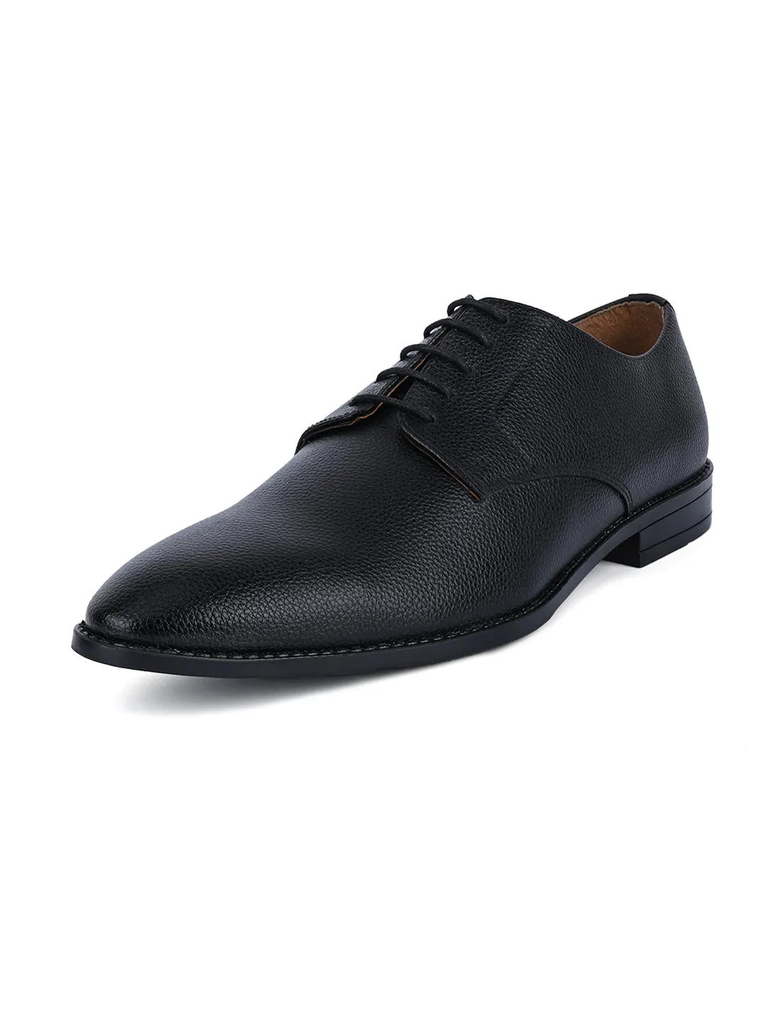 Jet Black Handcrafted Derby Lace Up Shoes