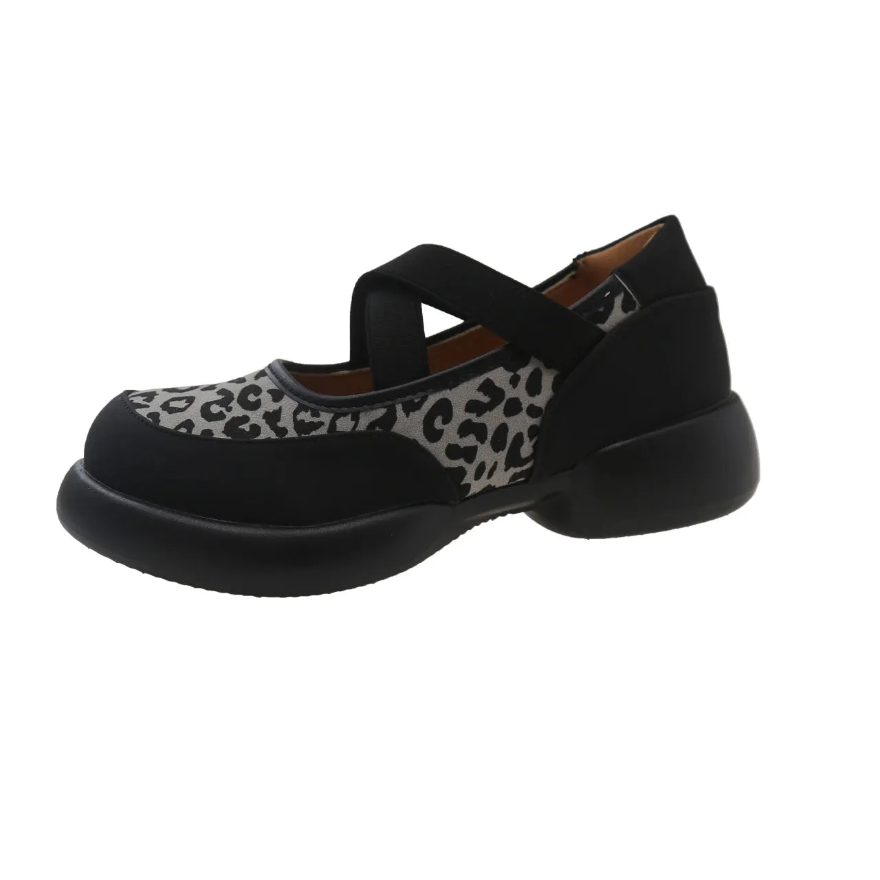 Joskaa Leopard Women Platform Sandals Shallow Shoes Mary Jane Fashion Loafers 2024 Trend New Party Dress Cozy Lolita Zapatillas Mujer