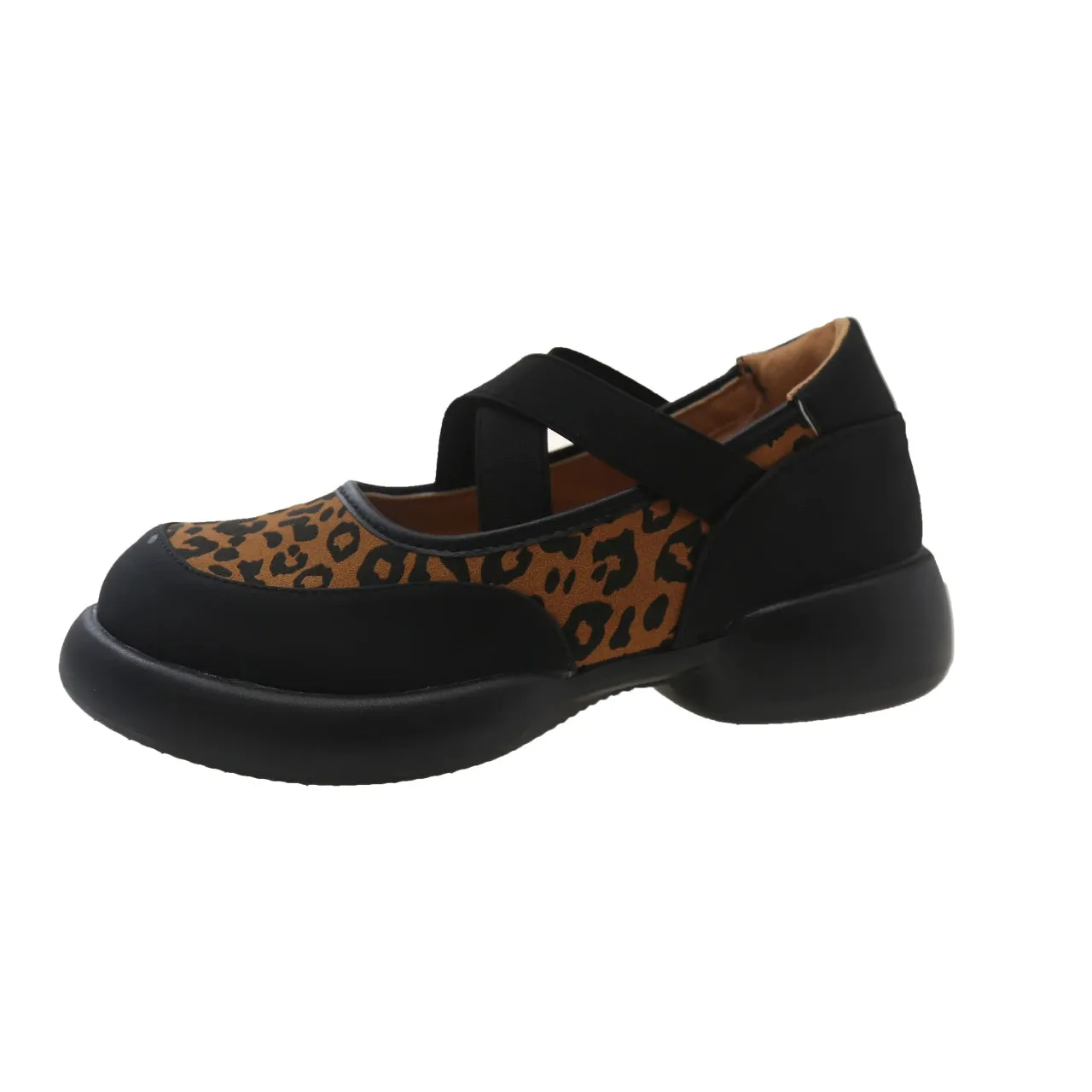Joskaa Leopard Women Platform Sandals Shallow Shoes Mary Jane Fashion Loafers 2024 Trend New Party Dress Cozy Lolita Zapatillas Mujer