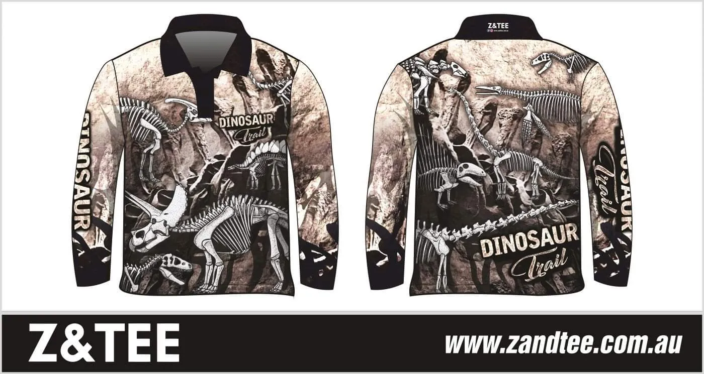 Kids | Dinosaur Trail Fossils Bone Fishing Shirt Pre-Order