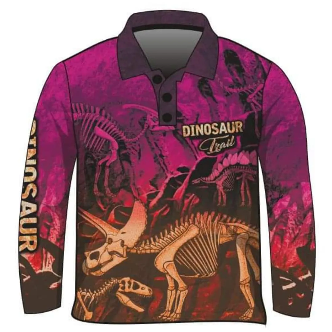 Kids | Dinosaur Trail Fossils Purple Fishing Shirt Pre-Order