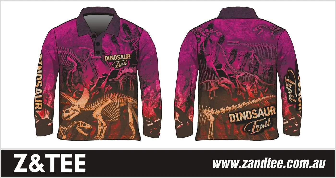 Kids | Dinosaur Trail Fossils Purple Fishing Shirt Pre-Order