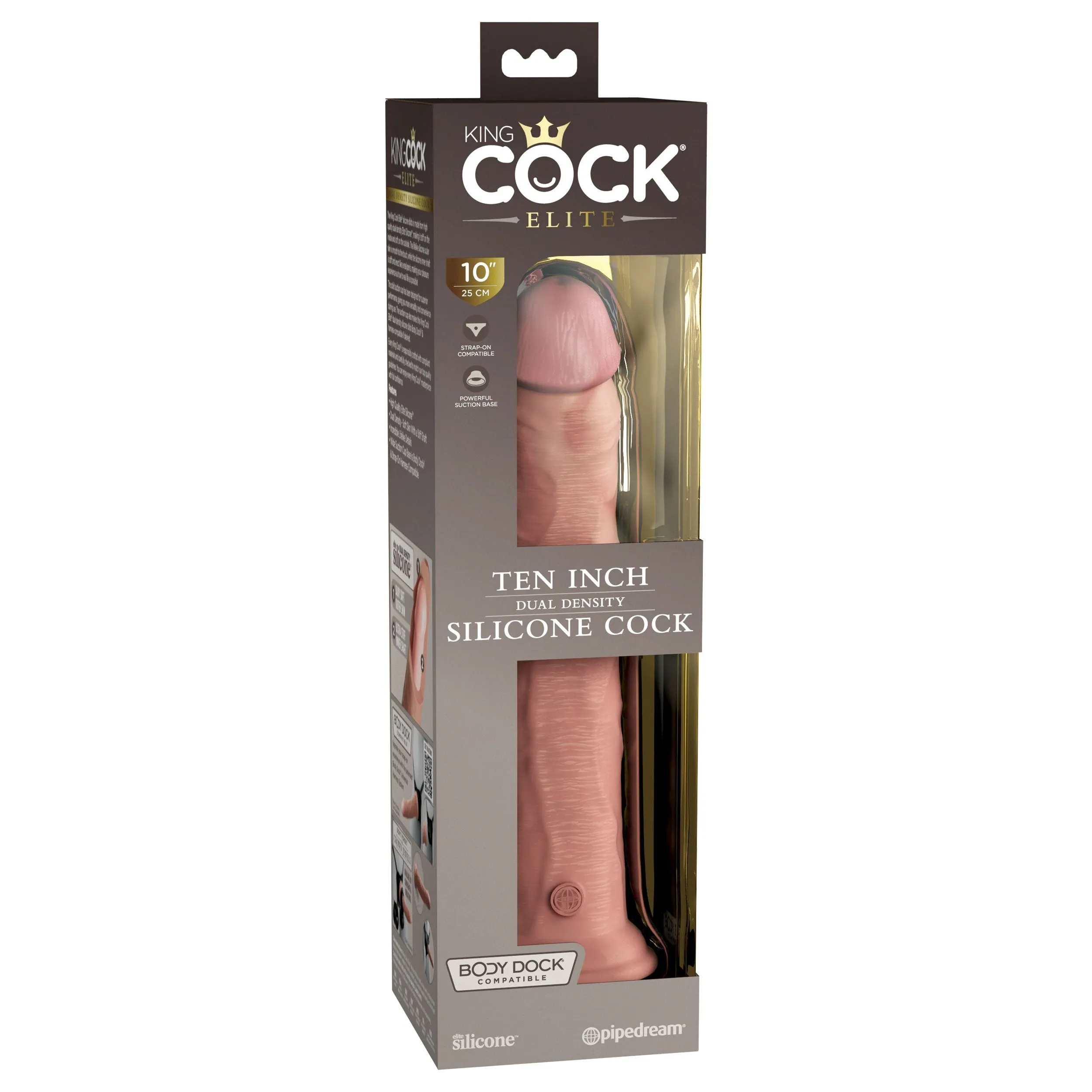 King Cock Elite 10 Inch Dual Density Silicone Cock - Light