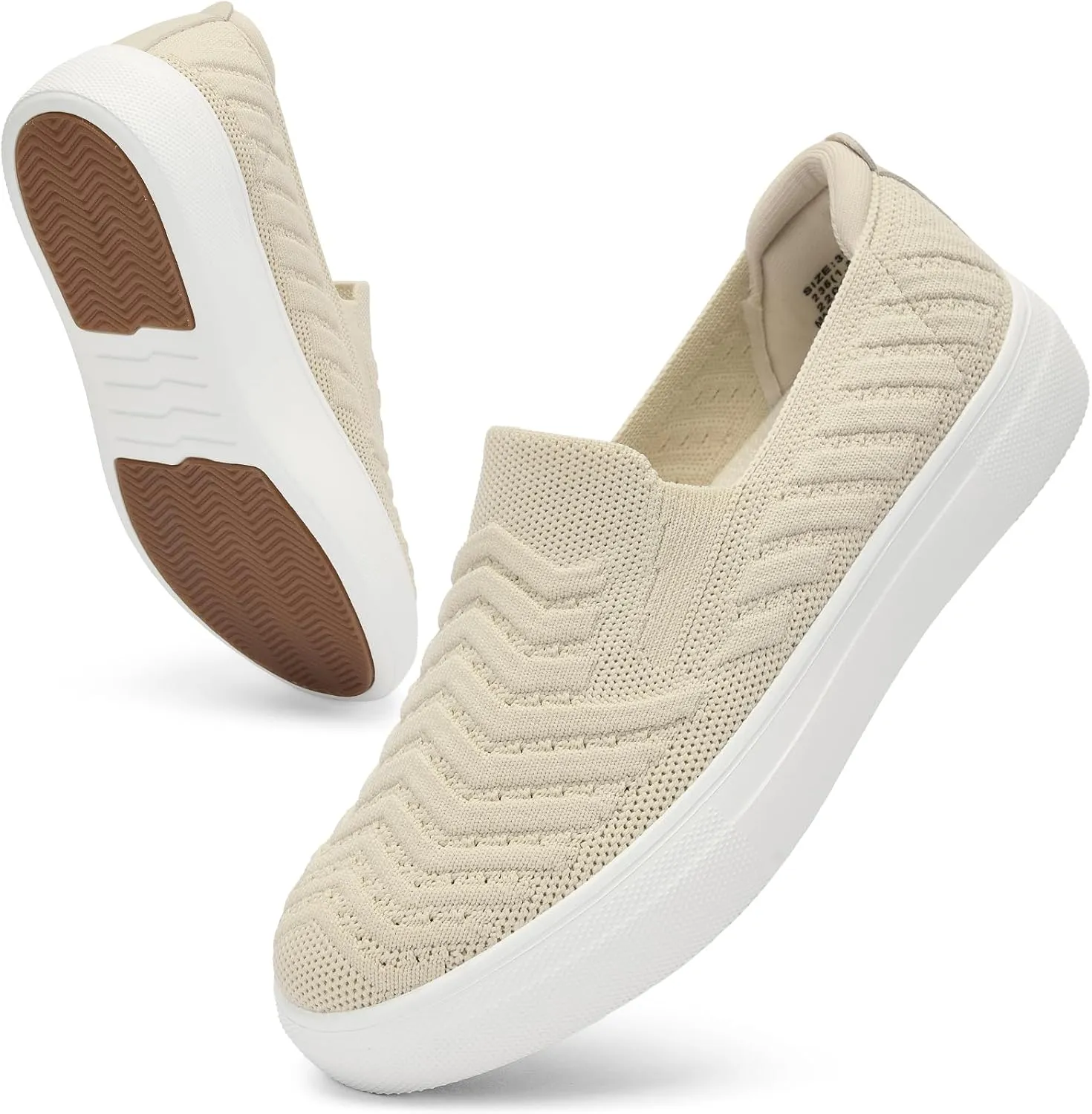 konhill Loafers for Women Slip on Walking Shoes Knit Breathable Tennis Work Comfortable Casual Fashion Sneakers