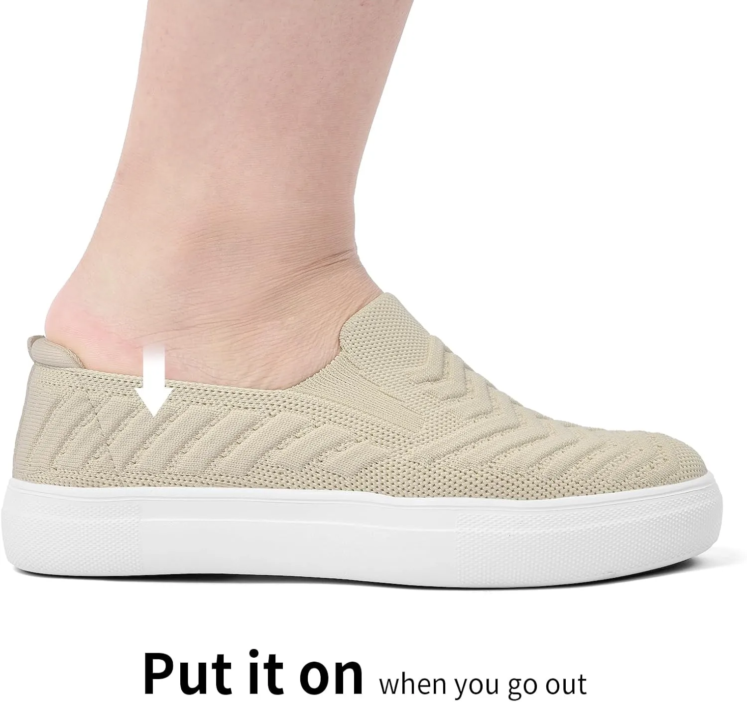 konhill Loafers for Women Slip on Walking Shoes Knit Breathable Tennis Work Comfortable Casual Fashion Sneakers