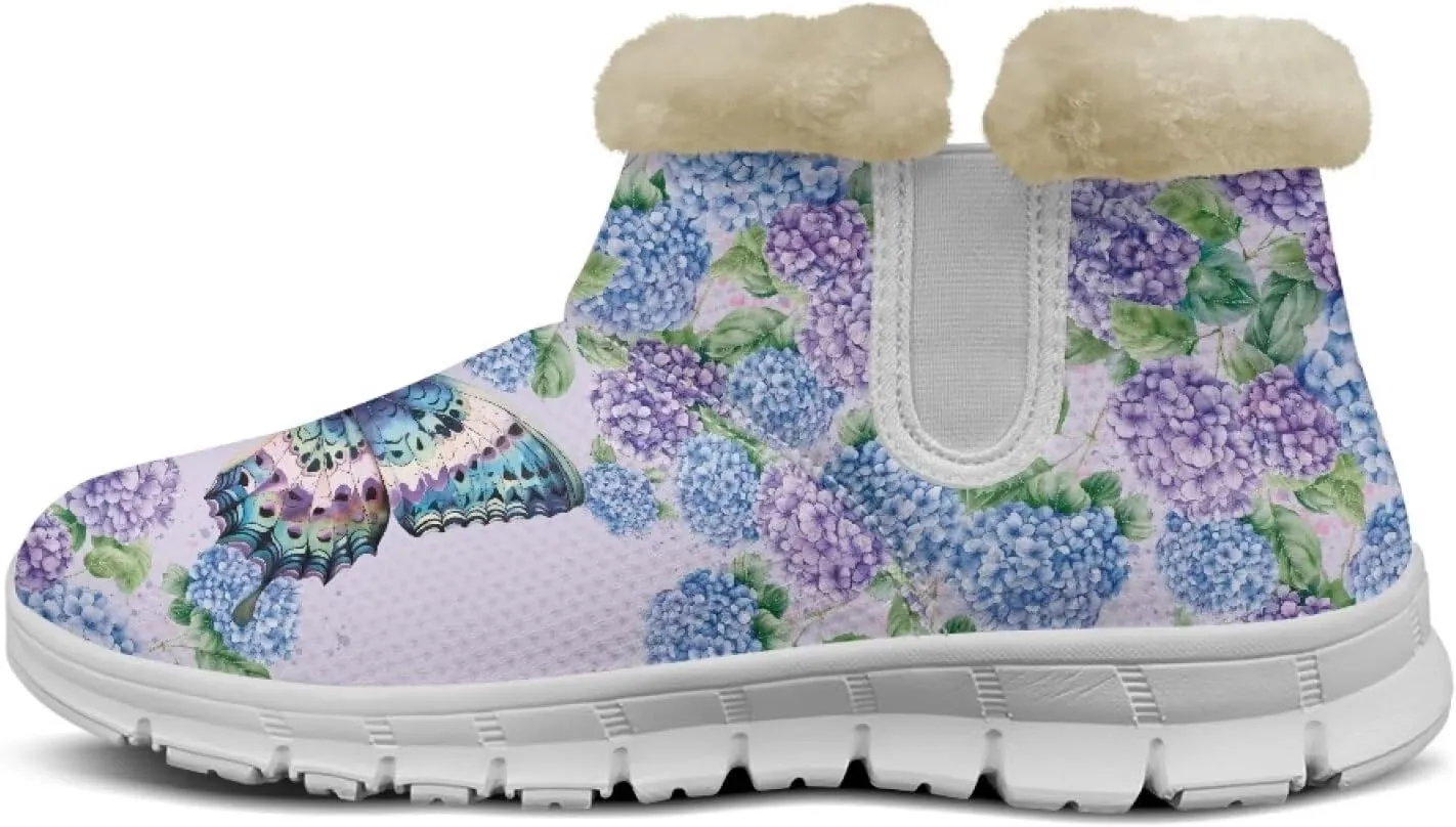 Ladies Snow Boots White Sole Mini Boots Warm Fur Lining Outdoor Shoes Comfortable Ankle Booties Winter Boots