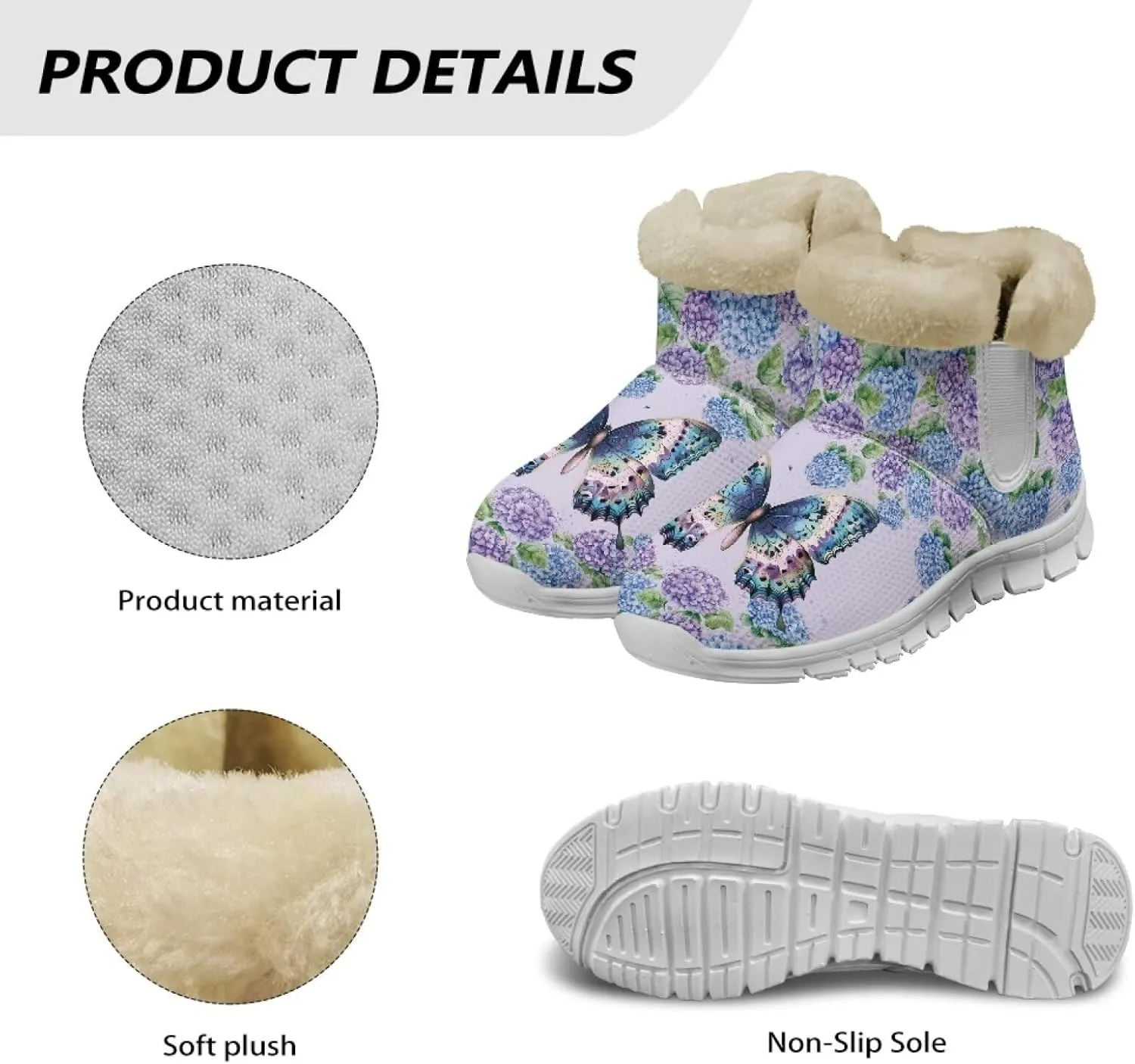 Ladies Snow Boots White Sole Mini Boots Warm Fur Lining Outdoor Shoes Comfortable Ankle Booties Winter Boots