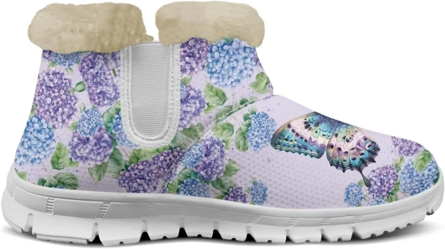 Ladies Snow Boots White Sole Mini Boots Warm Fur Lining Outdoor Shoes Comfortable Ankle Booties Winter Boots