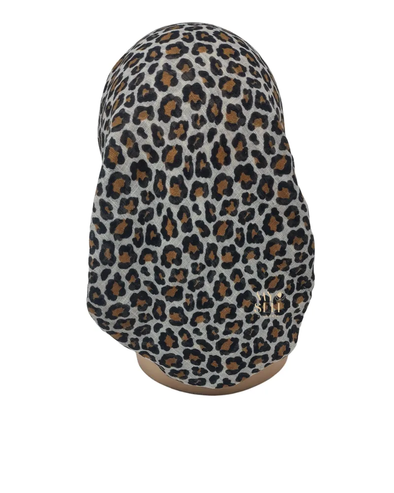 Lizi Headwear Coffee Cheetah Pre-Tied Bandanna with Light Non Slip Grip
