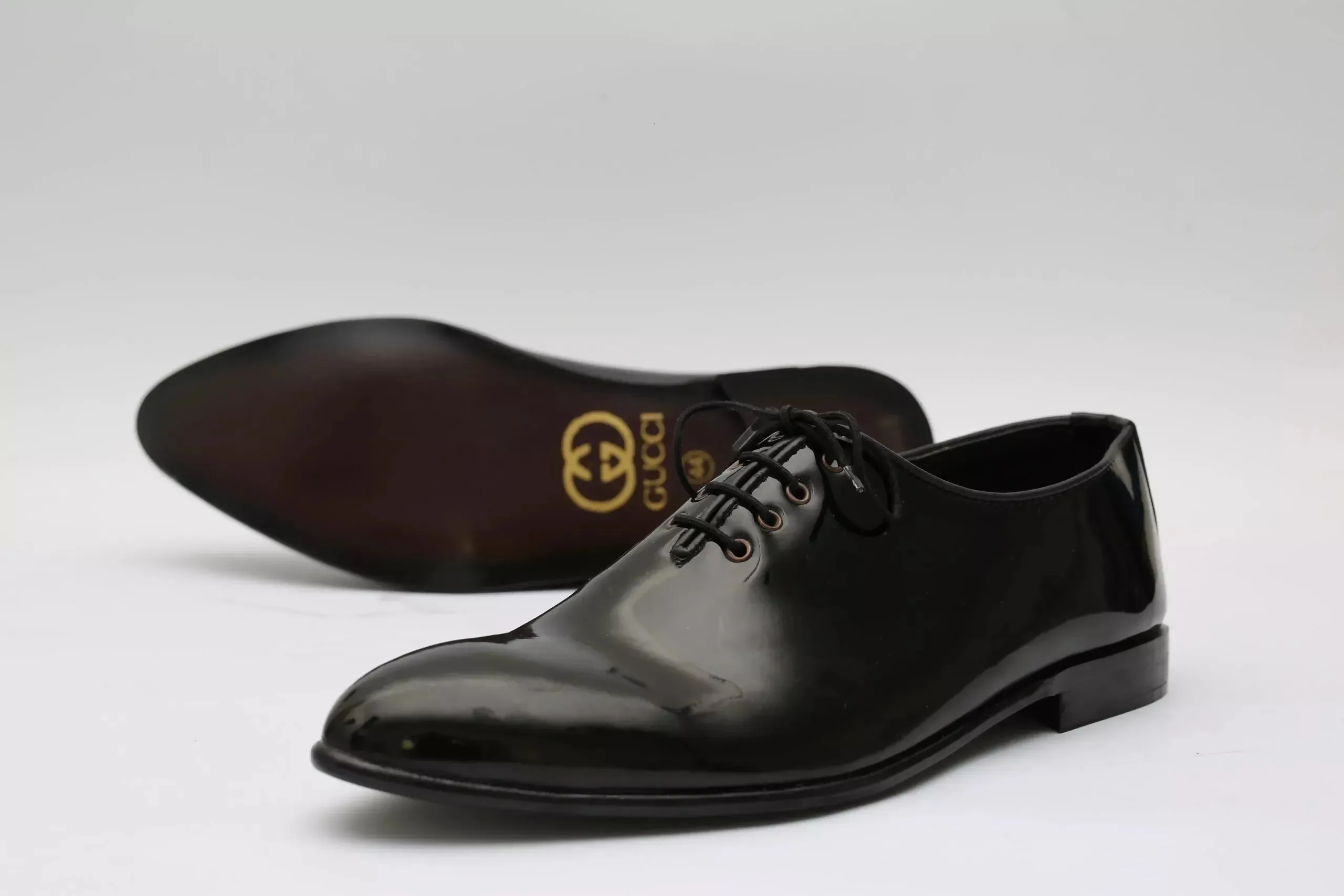 Martin Wholecut Black Polished Derby Leather Shoes for Men®