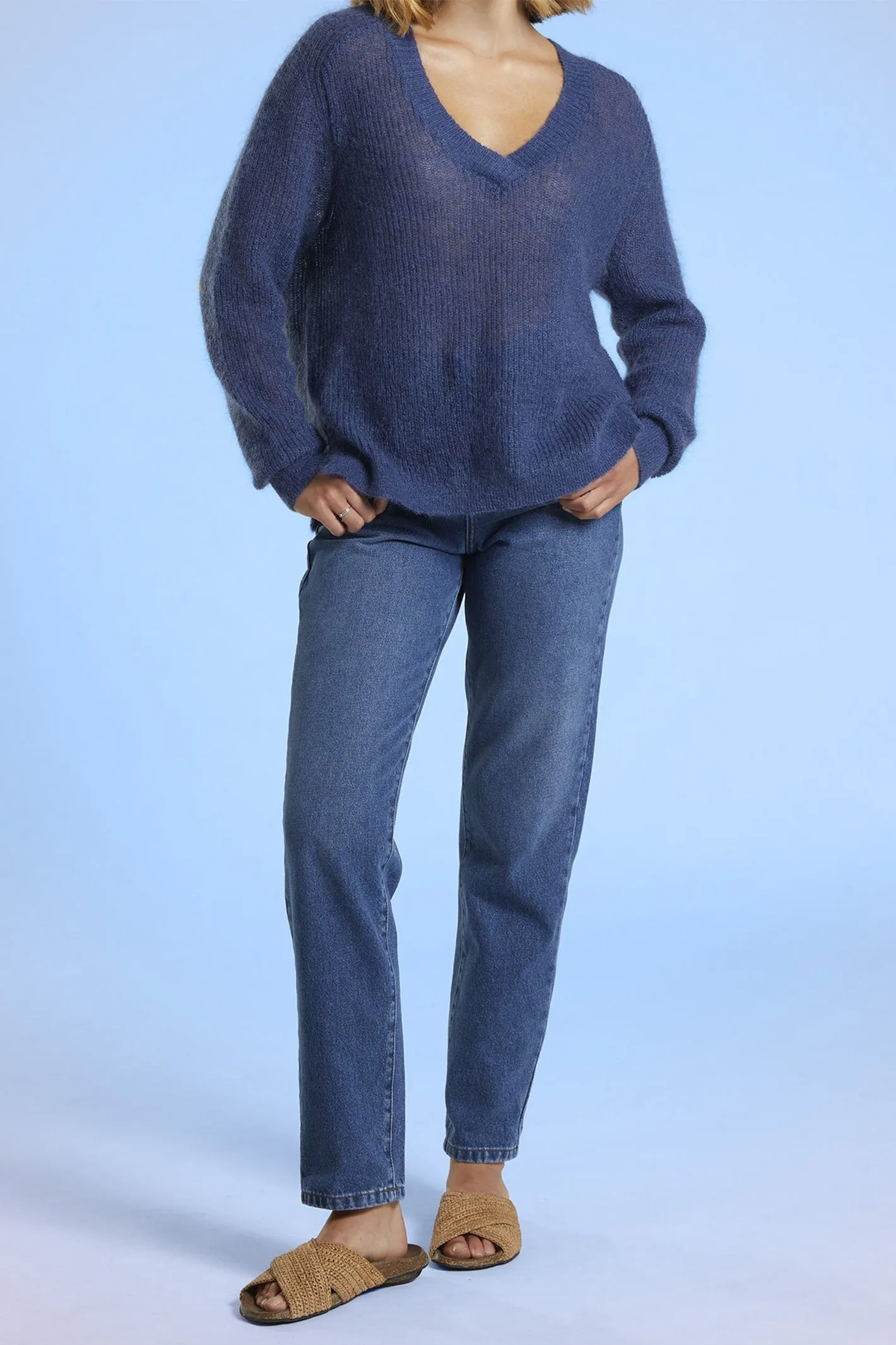 Mat De Misaine Reversible Jumper Long Sleeve Indigo Navy Torini-546 U26
