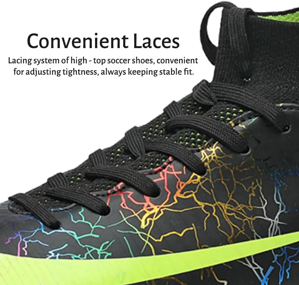 Maylrvjv Men's High-Top Soccer Shoes Anti-Slip Wear-Resistant Football Boots Spikes Athletic Shoes