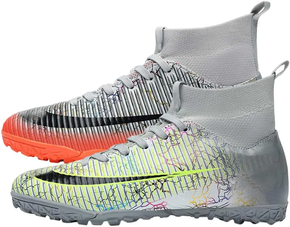 Maylrvjv Men's High-Top Soccer Shoes Anti-Slip Wear-Resistant Football Boots Spikes Athletic Shoes