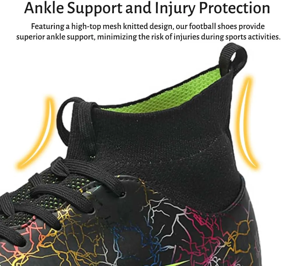 Maylrvjv Men's High-Top Soccer Shoes Anti-Slip Wear-Resistant Football Boots Spikes Athletic Shoes