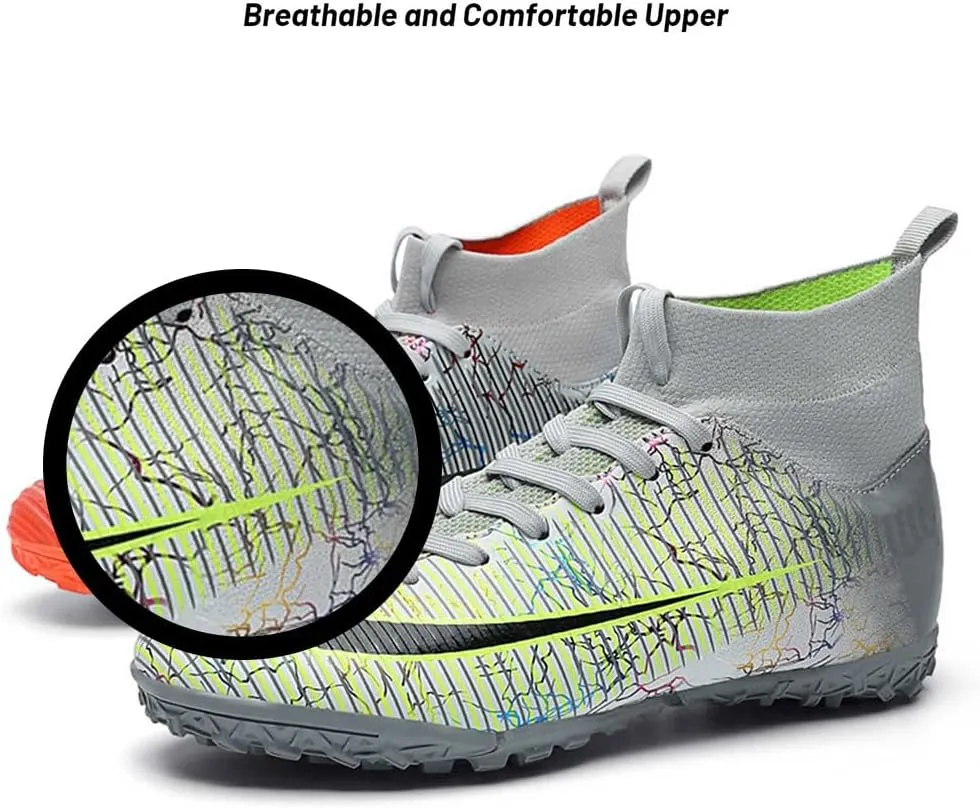 Maylrvjv Men's High-Top Soccer Shoes Anti-Slip Wear-Resistant Football Boots Spikes Athletic Shoes