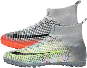 Maylrvjv Men's High-Top Soccer Shoes Anti-Slip Wear-Resistant Football Boots Spikes Athletic Shoes