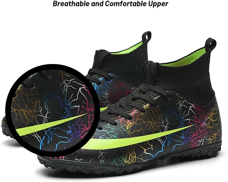 Maylrvjv Men's High-Top Soccer Shoes Anti-Slip Wear-Resistant Football Boots Spikes Athletic Shoes