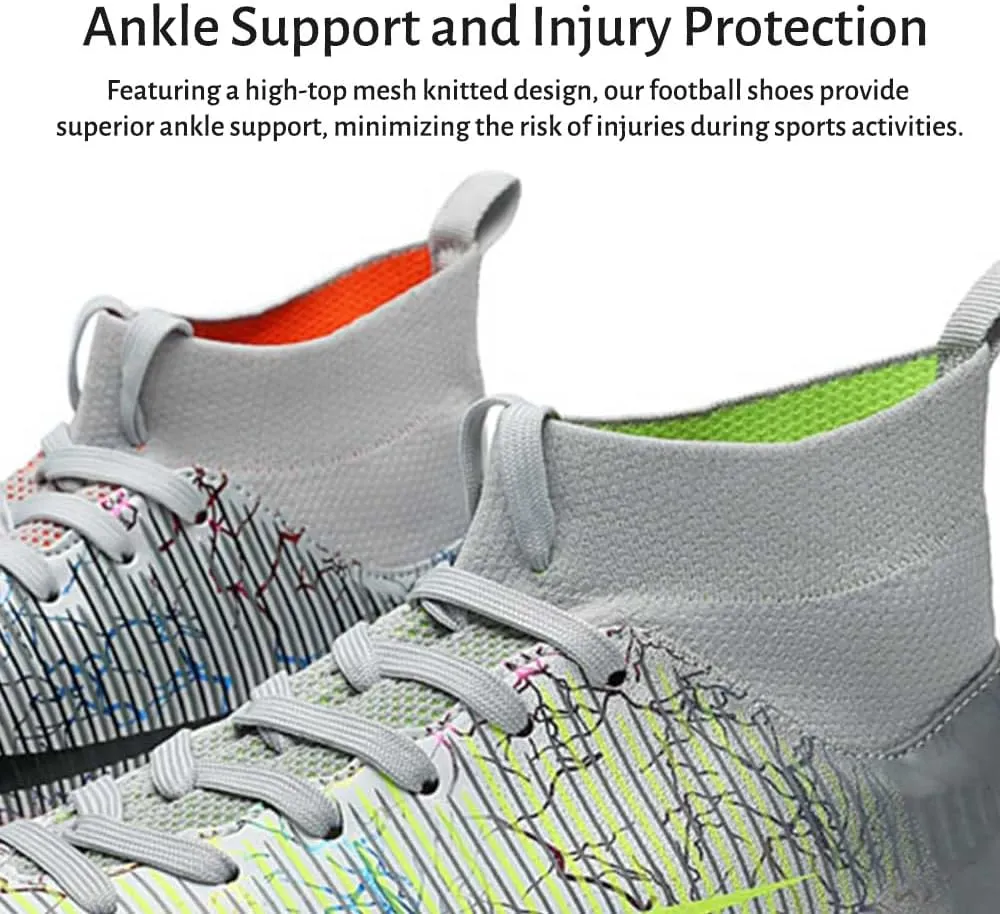 Maylrvjv Men's High-Top Soccer Shoes Anti-Slip Wear-Resistant Football Boots Spikes Athletic Shoes