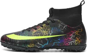 Maylrvjv Men's High-Top Soccer Shoes Anti-Slip Wear-Resistant Football Boots Spikes Athletic Shoes