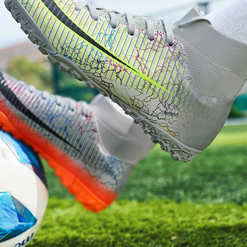 Maylrvjv Men's High-Top Soccer Shoes Anti-Slip Wear-Resistant Football Boots Spikes Athletic Shoes